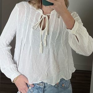 Flowy semi-sheer blouse with beaded detailing